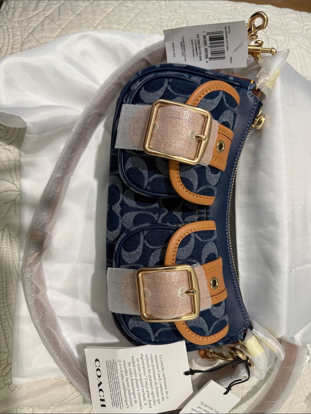 Coach navy denim Ashton shoulder bag